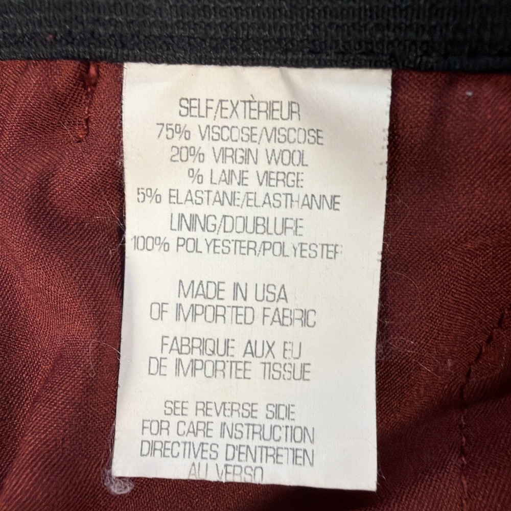 Theory Wool Pants Women's Size 12 Burgundy Red Zip Ankle Pockets - Picture 9 of 11